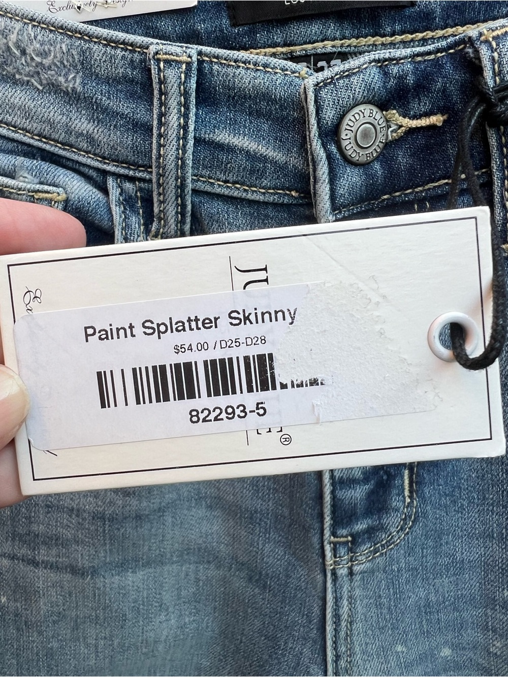 Judy Blue Distressed Light Blue paint splatter Skinny Jeans - Picture 5 of 11